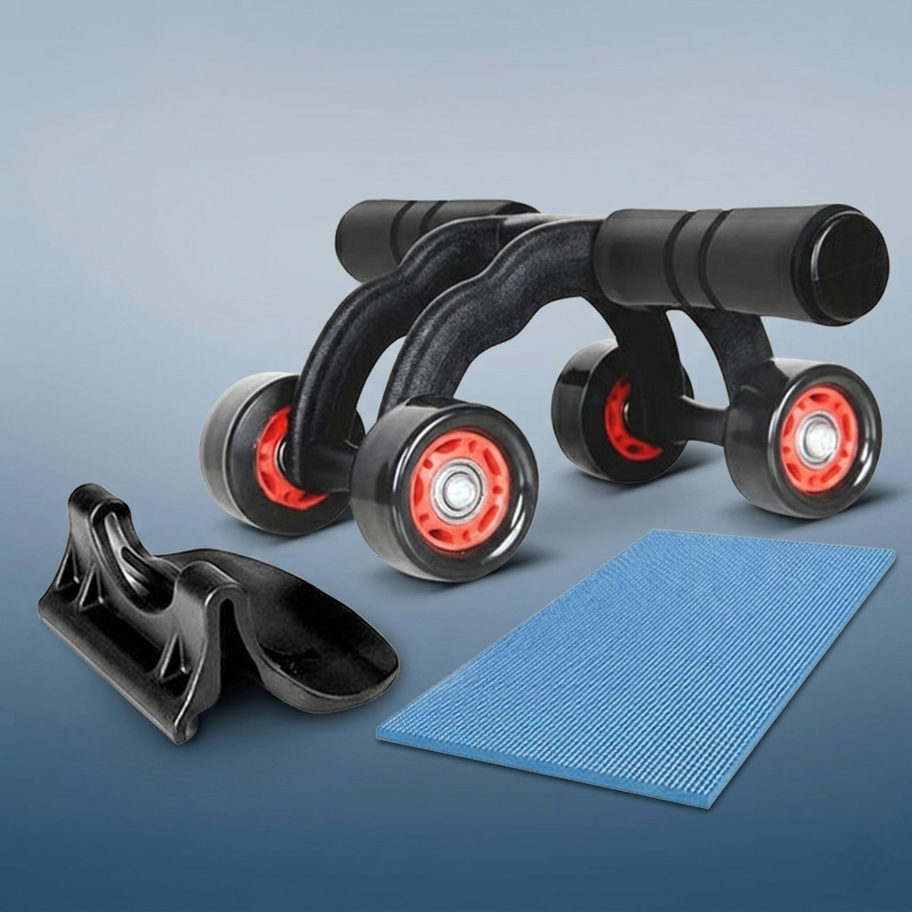 Peyx 4 Wheel Ab Roller core Steel Handle With Knee Mat